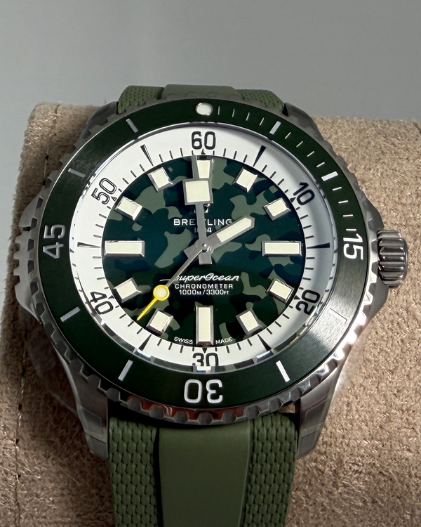 2026 Breitling Superocean Super Diver 46MM Green "Camo" Dial Rubber Strap (E10379)