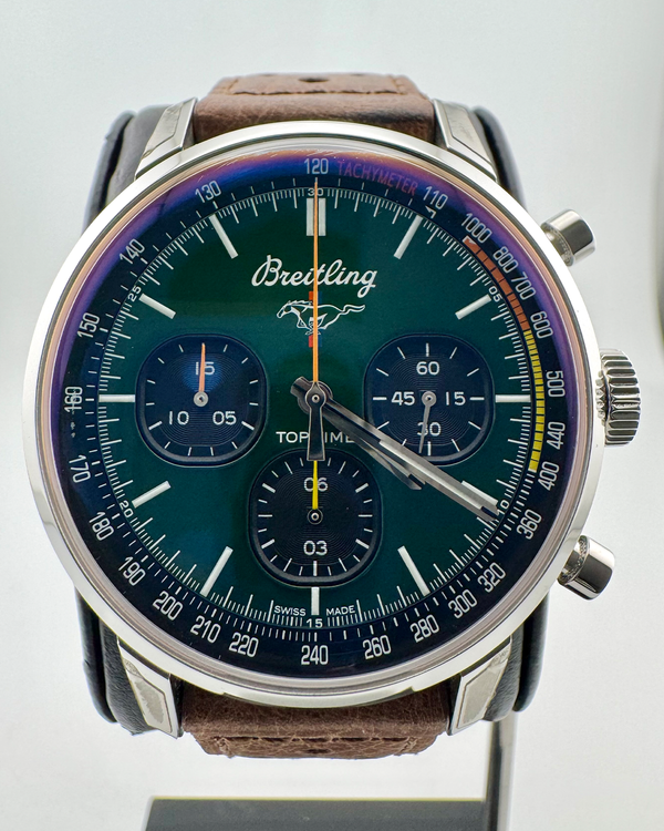 No Reserve - 2023 Breitling Top Time "Ford Mustang Capsule" 42MM Green Dial Leather Strap (A25310)