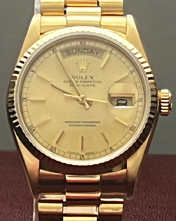 1986 Rolex Day-Date 36MM Champagne Dial Yellow Gold President Bracelet (18038)