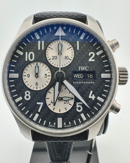 No Reserve - 2023 IWC Schaffhausen Pilot "AMG Edition" 43MM Carbon Fiber Dial Leather Strap (IW377903)