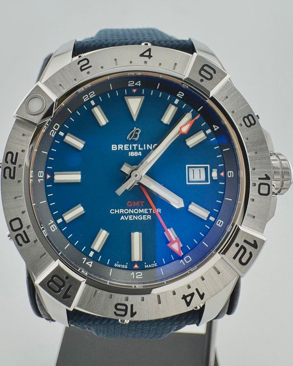 No Reserve - 2026 Breitling Avenger GMT 44MM Blue Dial Textile Strap (A32320)
