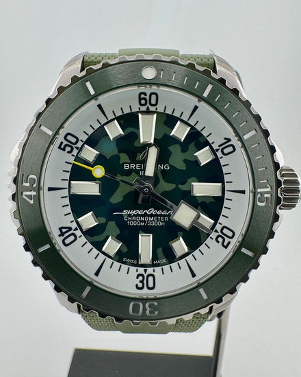 No Reserve - 2026 Breitling Superocean Super Diver 46MM Green Dial Rubber Strap (E10379)