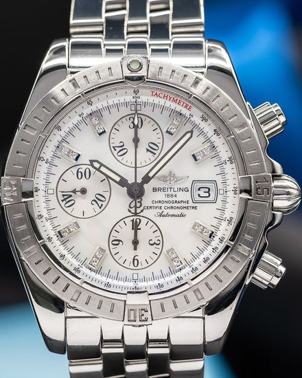 Breitling Chronomat Evolution 44MM White Dial Steel Bracelet (A13356)