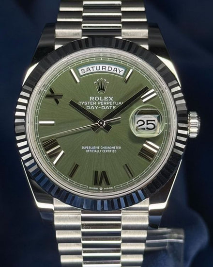 2023 Rolex Day-Date 40MM Green Dial Platinum President Bracelet (228236)