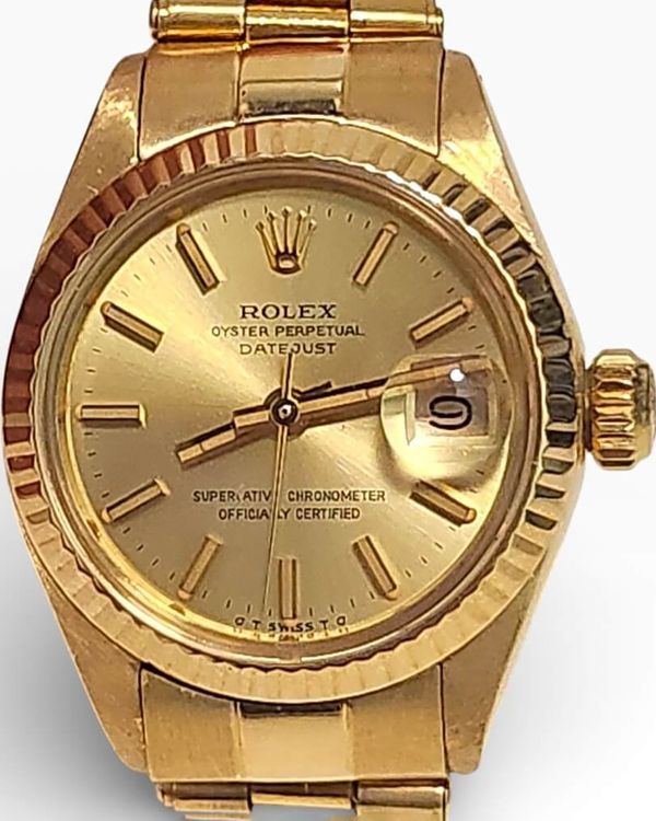 Rolex Lady-Datejust 26MM Champagne "Sigma" Dial Yellow Gold Oyster Bracelet (6917)