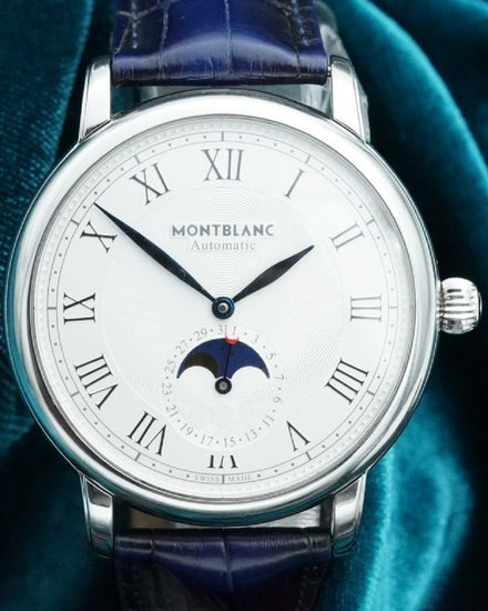 No Reserve - 2021 Montblanc Star Legacy Moonphase 42MM Silver Dial Leather Strap (126079)