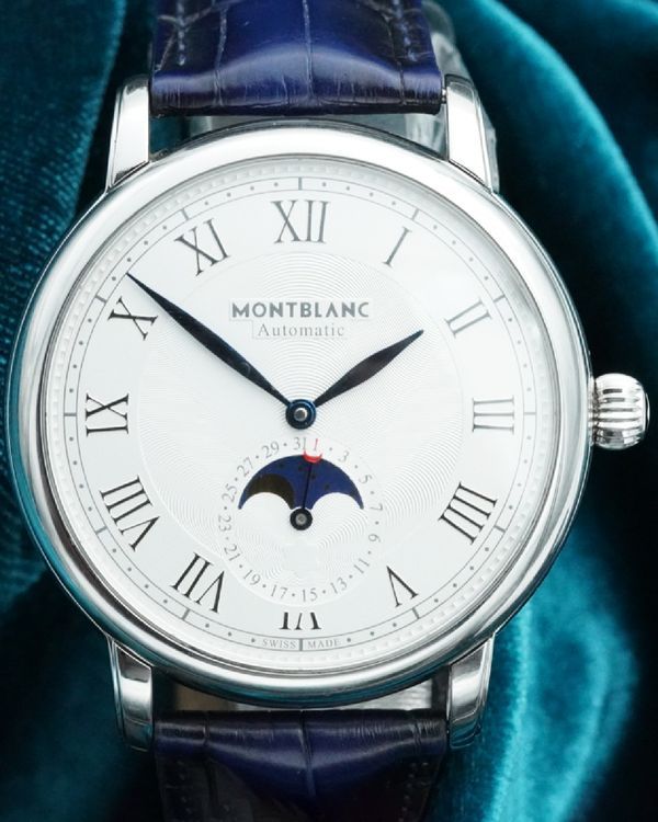 No Reserve - 2021 Montblanc Star Legacy Moonphase 42MM Silver Dial Leather Strap (126079)