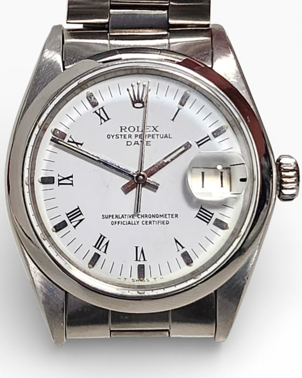Rolex Oyster Perpetual Date 34MM White "Buckley" Dial Oyster Bracelet (1500)