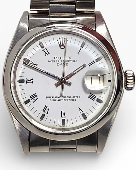 Rolex Oyster Perpetual Date 34MM White "Buckley" Dial Oyster Bracelet (1500)