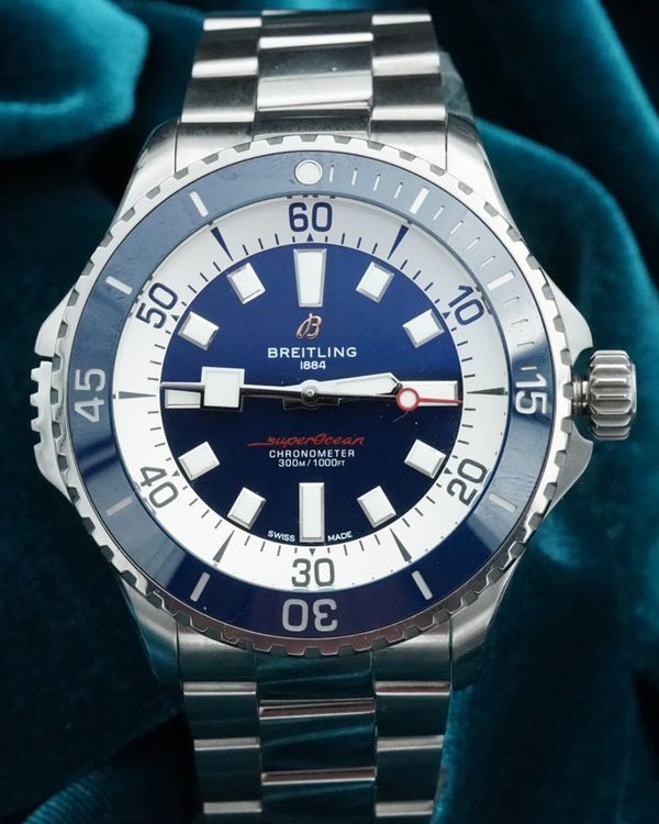 No Reserve - 2024 Breitling Superocean 46MM Blue Dial Steel Bracelet (A17378E71C1A1)