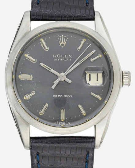 1969 Rolex Oyster Precision Date 34MM Black Dial Aftermarket Leather Strap (6694)