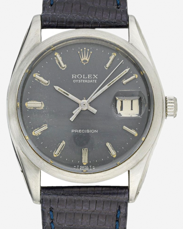1969 Rolex Oyster Precision Date 34MM Black Dial Aftermarket Leather Strap (6694)