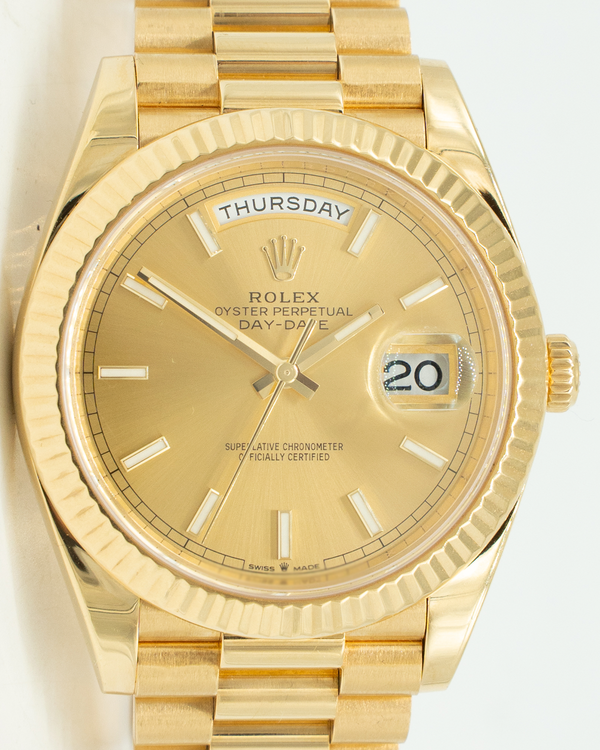2020 Rolex Day-Date 40MM Champagne Dial Yellow Gold President Bracelet (228238)