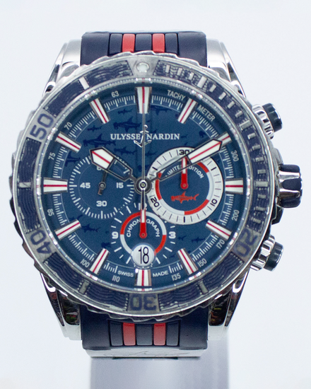Ulysse Nardin Diver "Hammerhead Shark" L. E. 44MM Blue Dial Rubber Strap (1503-151LE-3/93-HAMMER)