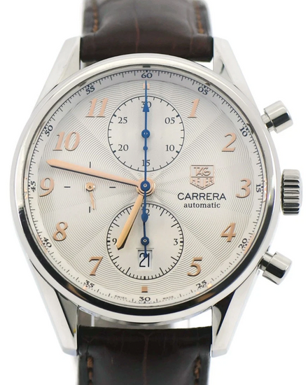 2013 Tag Heuer Carrera 41MM Silver Dial Leather Strap (CAS2112)