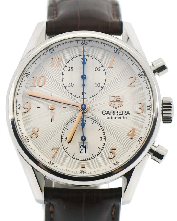 2013 Tag Heuer Carrera 41MM Silver Dial Leather Strap (CAS2112)