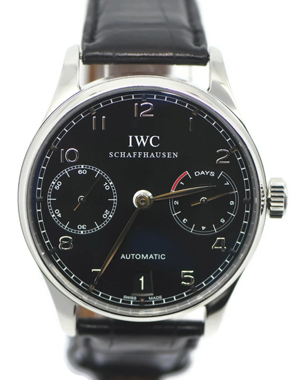 2010 IWC Schaffhausen Portugieser 42MM Black Dial Leather Strap (IW500109)
