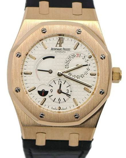 Audemars Piguet Royal Oak Dual Time 39MM White Dial Leather Strap (26120OR)