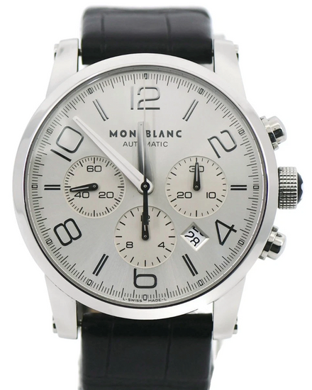 Montblanc Timewalker Chronograph 43MM Silver Dial Leather Strap (7141)