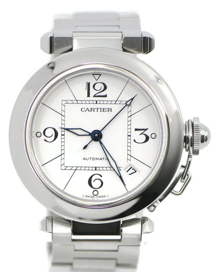 2011 Cartier Pasha De Cartier 35MM White Dial Steel Bracelet (W31074M7)