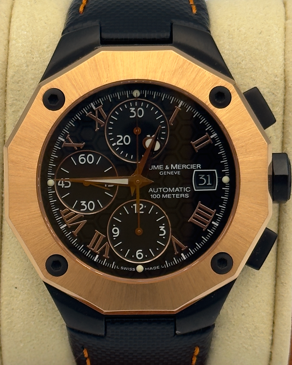 Baume & Mercier Riviera Chronograph 43MM Black Dial Leather Strap (MOA08712)