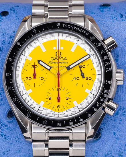 2001 Omega Speedmaster Reduced "Michael Schumacher" 39MM Yellow Dial Steel Bracelet (3510.12.00)