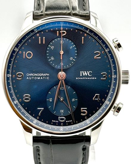 2022 IWC Schaffhausen Portugieser Chronograph 41MM Blue Dial Leather Strap (IW371606)
