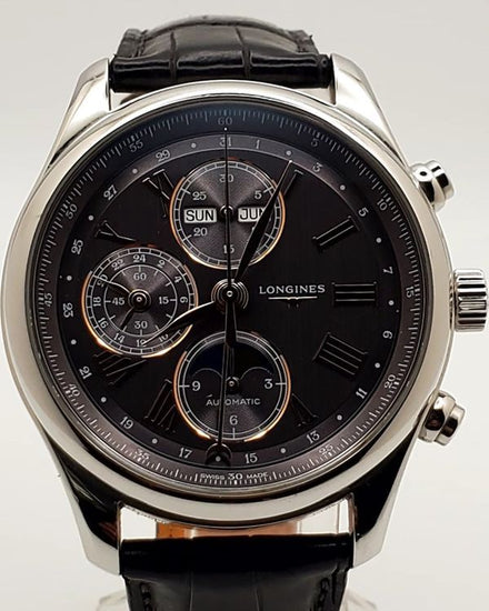 2023 Longines Master Collection Chrono Moonphase 42MM Anthracite Dial Leather Strap (L2.773.4.61.6)