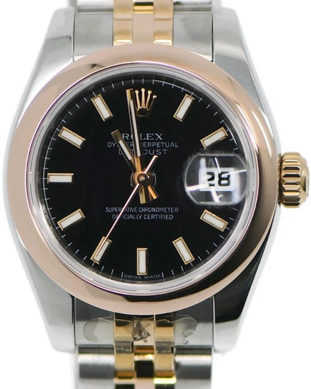 Rolex Lady-Datejust 26MM Black Dial Two-Tone Jubilee Bracelet (179161)