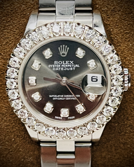 2004 Rolex Lady-Datejust 26MM Black Dial Oyster Bracelet (79160)