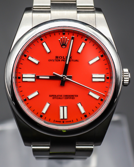 2021 Rolex Oyster Perpetual 41MM Red Dial Oyster Bracelet (124300)