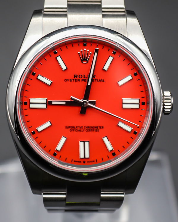 2021 Rolex Oyster Perpetual 41MM Red Dial Oyster Bracelet (124300)