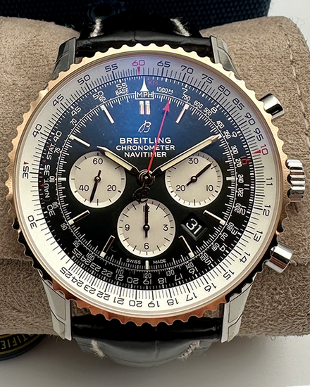 2021 Breitling Navitimer B01 Chronograph 46MM Black Dial Leather Strap (UB0127211B1P2)