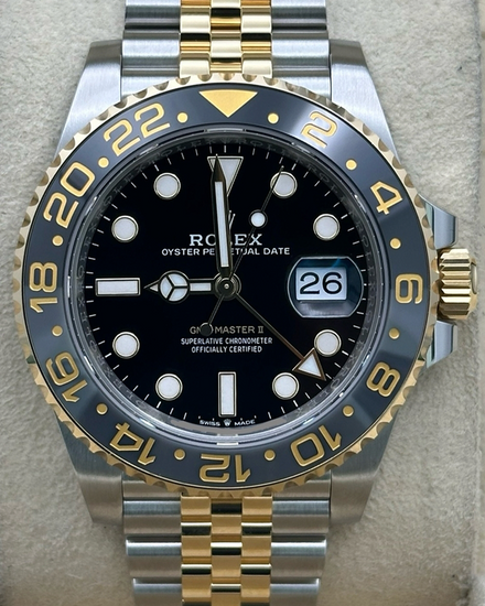 2025 Rolex GMT-Master II "Bumblebee" 40MM Black Dial Two-Tone Jubilee Bracelet (126713GRNR)