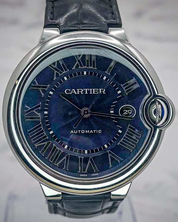 2021 Cartier Ballon Bleu 42MM Blue Dial Leather Strap (WSBB0025)