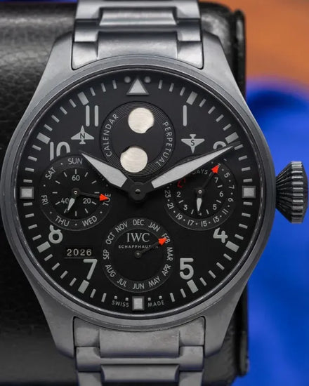 2022 IWC Schaffhausen Pilot Perpetual Calendar Top Gun Ceratanium 46.2MM Black Dial Ceramic Bracelet (IW503604)