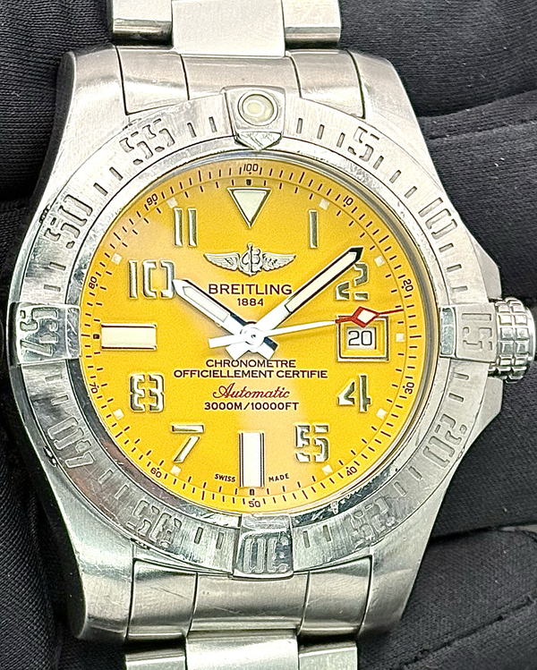 2018 Breitling Avenger II Seawolf 45MM Yellow Dial Steel Bracelet (A17331101/1A1)