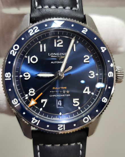 No Reserve - 2024 Longines Spirit Zulu Time 42MM Blue Dial Leather Strap (L3.812.4.93.2)