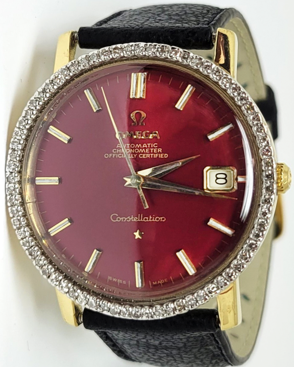 1966 Omega Constellation 35.2MM Red Dial Aftermarket Leather Strap (Cal. 561)