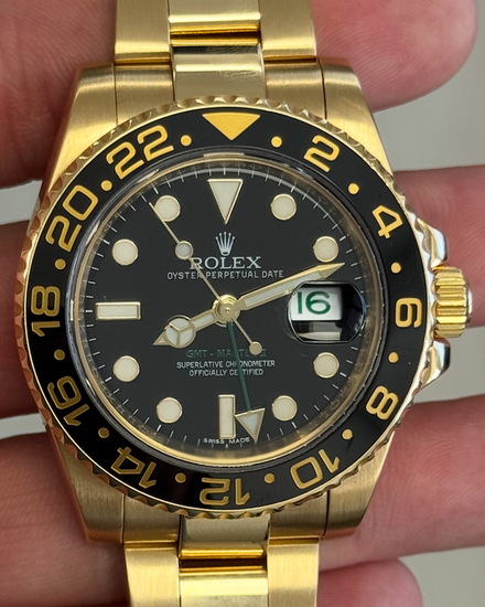 2015 Rolex GMT-Master II 40MM Black Dial Yellow Gold Oyster Bracelet (116718LN)