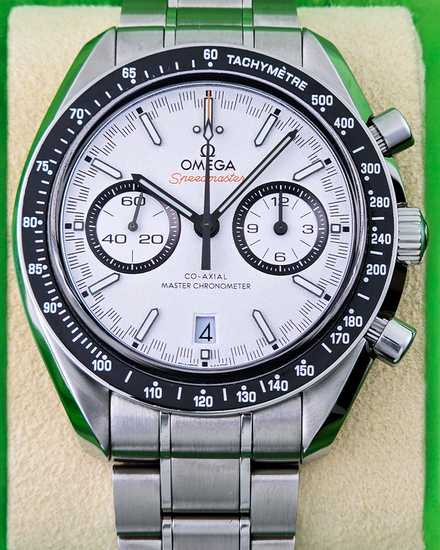 No Reserve - 2022 Omega Speedmaster Racing 44.25MM White Dial Steel Bracelet (329.30.44.51.04.001)
