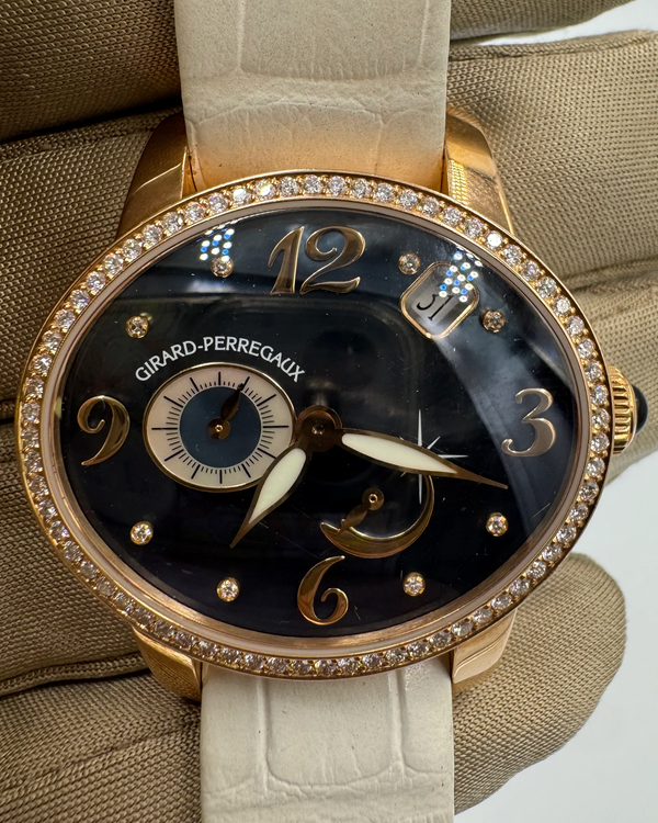 Girard Perregaux Cat's Eye 35MM Blue Mother of Pearl Dial Leather Strap (80481)