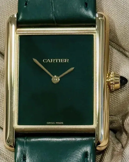 2025 Cartier Tank Louis Cartier 33.7MM Green Dial Leather Strap (WGTA0191)