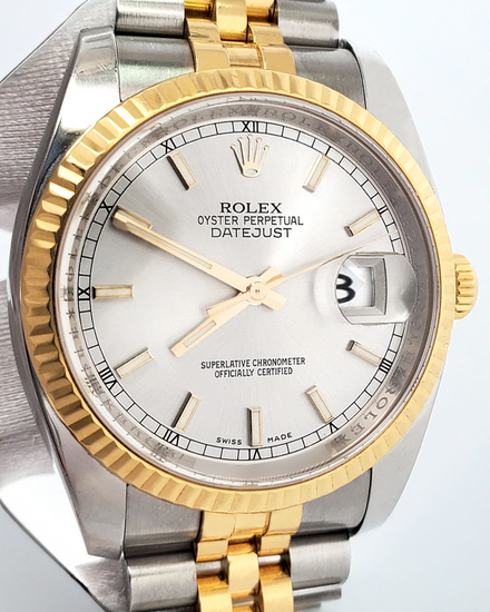2010 Rolex Datejust 36MM Silver Dial Two-Tone Super Jubilee Bracelet (116233)