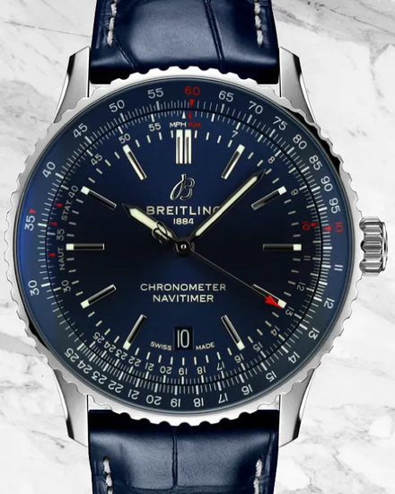 No Reserve - Breitling Navitimer 41MM Blue Dial Leather Strap (A17326)