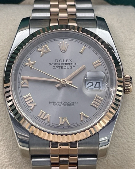 2008 Rolex Datejust 36MM Grey Dial Two-Tone Super Jubilee Bracelet (116231)