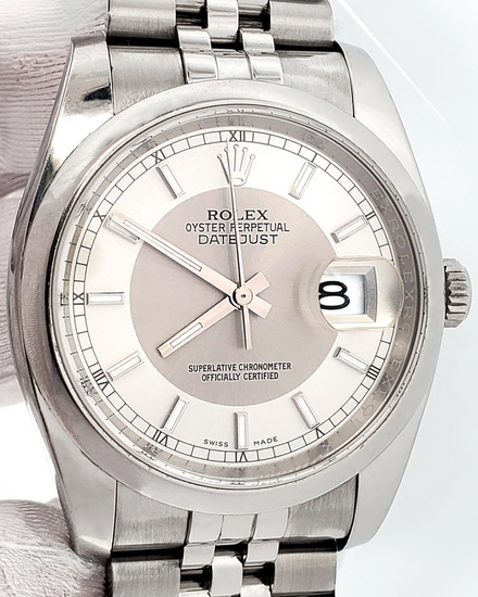 2018 Rolex Datejust 36MM Silver "Tuxedo" Dial Super Jubilee Bracelet (116200)