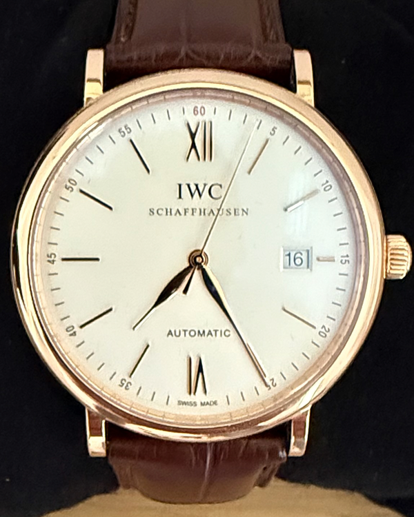 2015 IWC Schaffhausen Portofino Gold 40MM Silver Dial Leather Strap (IW356504)