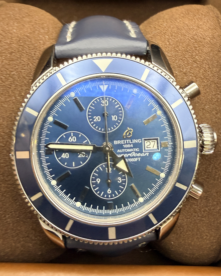 No Reserve - Breitling Superocean Heritage Chrono S.E. 46MM Blue Dial Leather Strap (A13320)