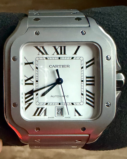 2025 Cartier Santos De Cartier 39.8MM Silver Dial Titanium Bracelet (WSSA0089)